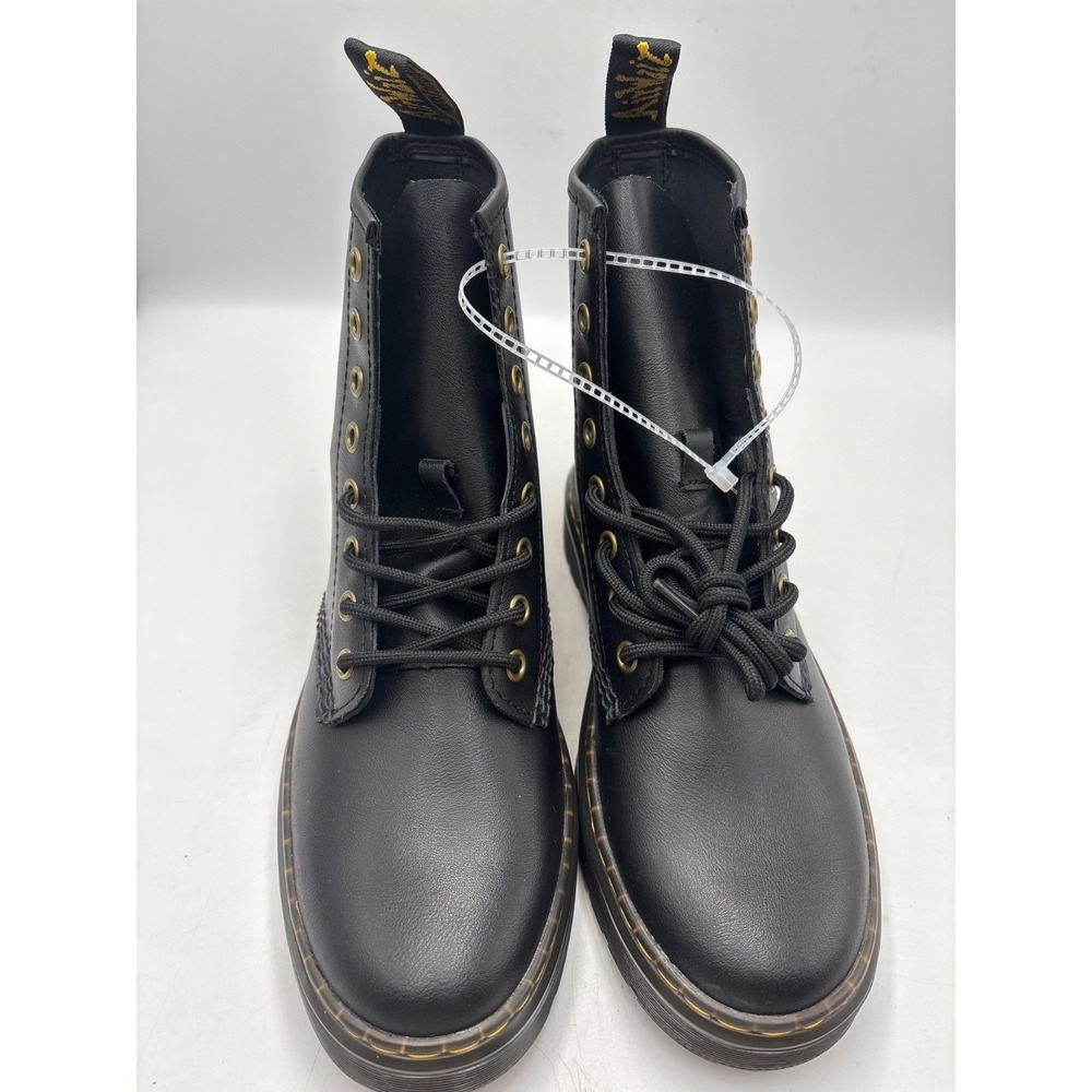 Dr. Martens Zavala Unisex Air Walk Black Leather Combat‎ Boots, Men7/Ladies 8.